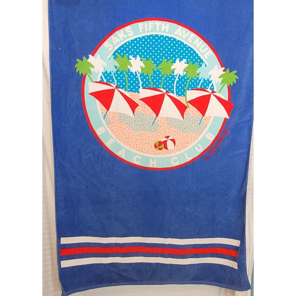 Beach Towel Saks Fifth Avenue Hillary Vermont Gramercy International 80s 90s